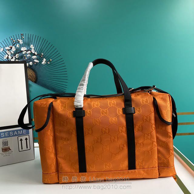 Gucci古馳包包 G家新款旅行袋 630350 古奇男士手提肩背旅行包 橙布 gdj1417